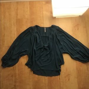 Free People Teal Long Sleeve Cowl neck top